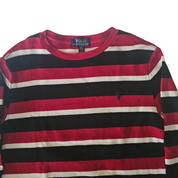 POLO Ralph Lauren Red/Multi Striped Waffle Knit Sweater Unisex Youth L (14-16) - Picture 5 of 16